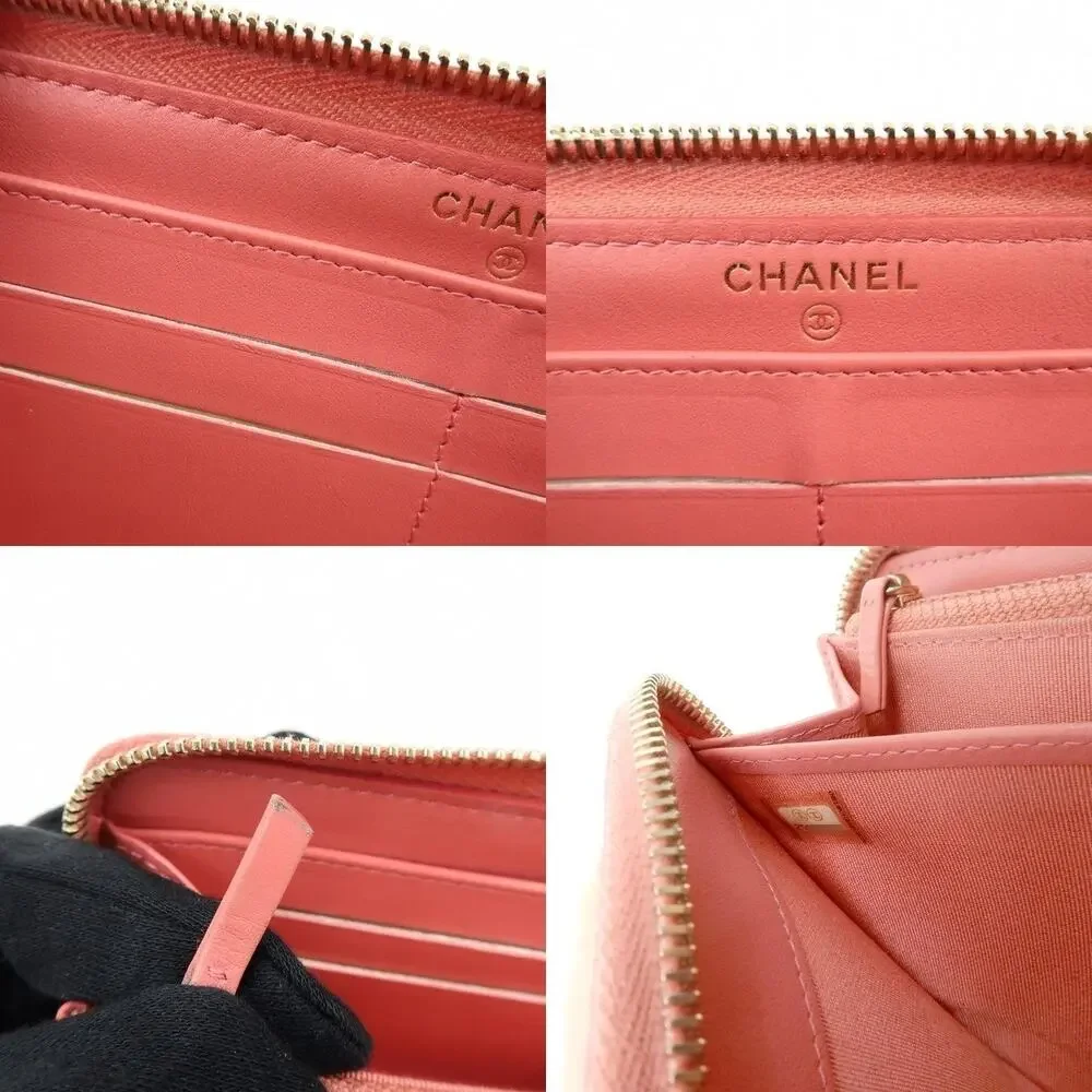 Chanel Matelasse Caviar Leather Zippy Wallet Pink